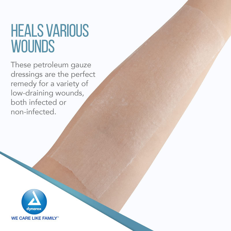 Dynarex Sterile Petroleum Non Adhering Gauze Dressing for Wounds, 12 Count 12 Count (Pack of 1) - NewNest Australia