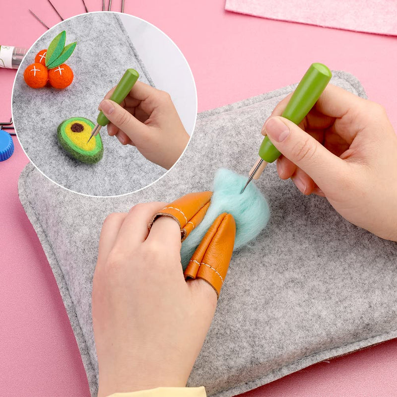 Needle Felting Pad, 9.84 x 7.87 x 1.38 Inch, Needle Felting Mat, Grey Needle Felting Pad with Felting Needle, Wooden Handle, Cleaning Cloth and Finger Cot, Accommodates Any Felting Project - NewNest Australia