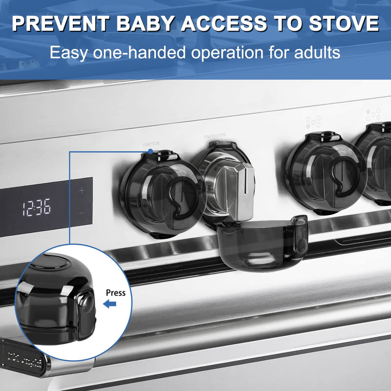 GRENFU Stove Knob Covers for Child Safety (5 + 1 Pack) Universal Size Gas Stove Knob Covers with Strong Tape Oven Knob Covers for Child Safety Prevent Kids from Turning on Stoves Black View - NewNest Australia