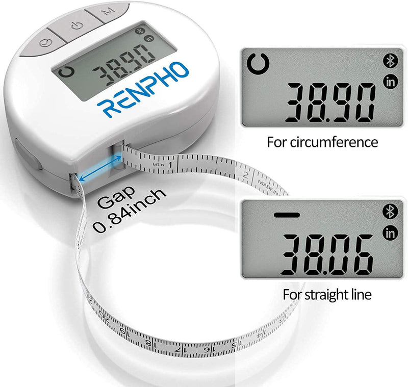 RENPHO Body Tape Measure for Weight Loss, Smart Body Measuring Tape for Body Measurements, Fitness Body Composition Monitors with APP, Retractable Dual-Scale Body Measurement Tape - NewNest Australia