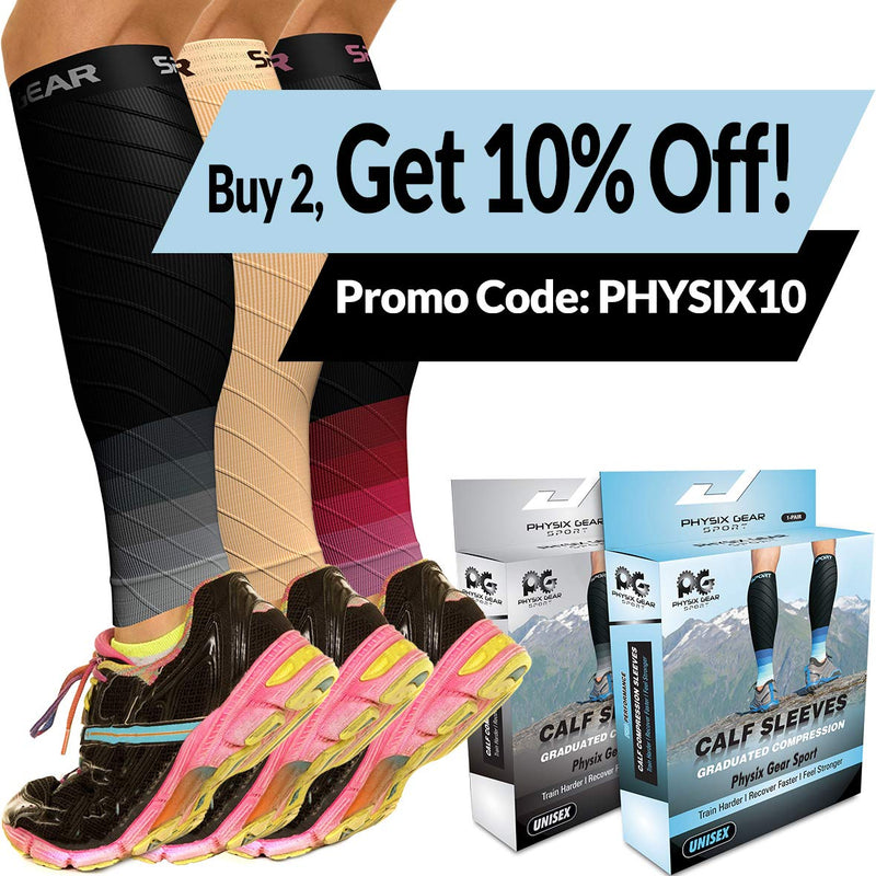 Calf Compression Sleeve Men & Women - Shin Splints Support, Footless Compression Socks for Calf Support, Achilles Tendon Support, Leg Cramps, Varicose Veins, Maternity, Nurses (1 Pair) S/M | 12" - 16" Calf Black/Pink - 1 Pair - NewNest Australia