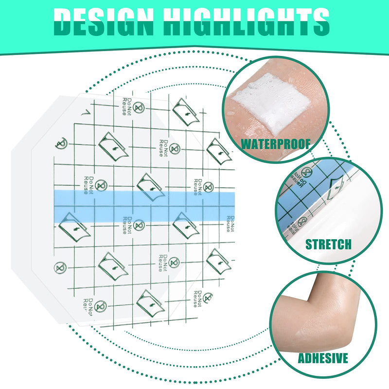 60 Pieces Transparent Stretch Adhesive Bandage Waterproof Wound Bandages Shower Waterproof Patch Clear Adhesive Bandages Protective Transparent Film for Swimming Showering 4 x 4.7 Inches - NewNest Australia