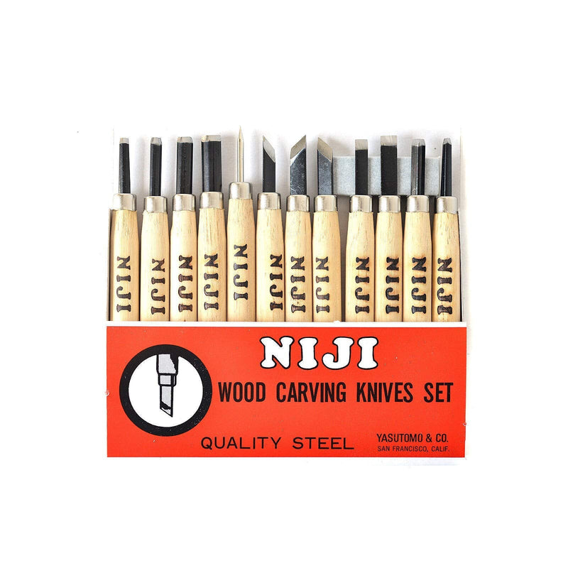 Niji Yasutomo Wood and Linoleum Cutting Set, Set of 12, Wood, 4-1/2 in handles - NewNest Australia