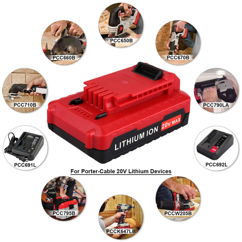 Biswaye 20V MAX Lithium Ion Battery Replacement for 20V Porter Cable Battery PCC685L PCC680L PCC682L PCC685LP Cordless Power Tools - NewNest Australia