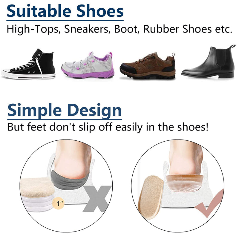 PrettSole Gel Heel Lifts, 1/2 Inch Height Increase Insoles for Leg Length Discrepancy - Large Shoe Lifts for Men, Shoe Inserts Comfort Half Foot Pads for Heel Pain - 1 Pair Large-1/2'(12mm) - NewNest Australia