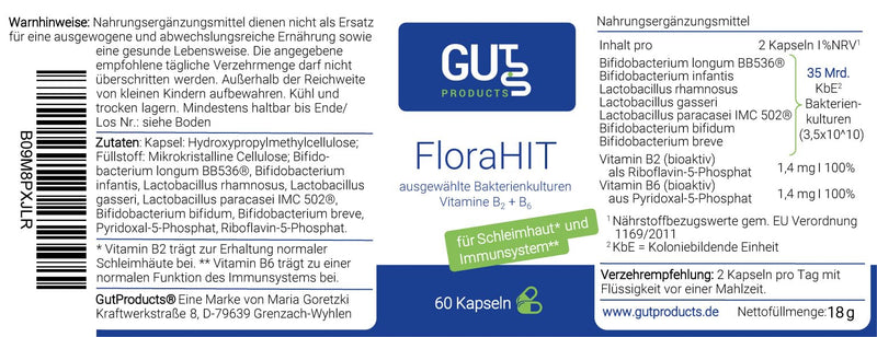 Florahit Bacterial Cultures 35 Billion Cfu - Bifidobacterium & Lactic Acid Bacteria - Lactobacillus - Survive Gastric Passage - Intestinal Bacteria Also Suitable For Fructose - Lactose - Histamine - NewNest Australia