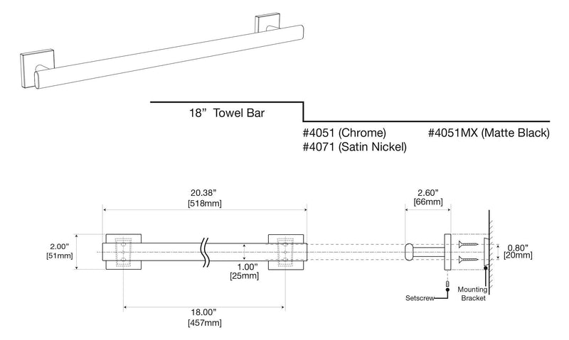 Gatco 4051MX Elevate Bathroom Towel Bar, 18-inch, Matte Black Single Bar 18 Inch - NewNest Australia