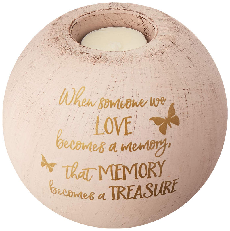 NewNest Australia - Pavilion Gift Company Round 5 Inch Tealight Candle Holder When Someone We Love, Memory Becomes A Treasure, 5.5 Inch, Gold 