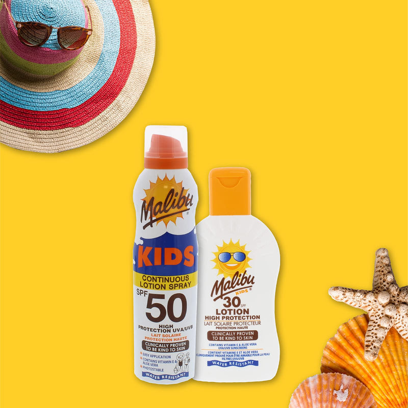 Malibu Kids High Protection Water Resistant SPF 50 Sun-Screen Continuous Lotion Spray, 175ml - NewNest Australia