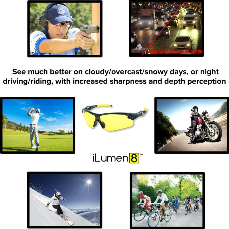iLumen8 BEST Shooting Glasses UV Blacklight Yellow Vision Safety Eye protection 1 Pair - NewNest Australia