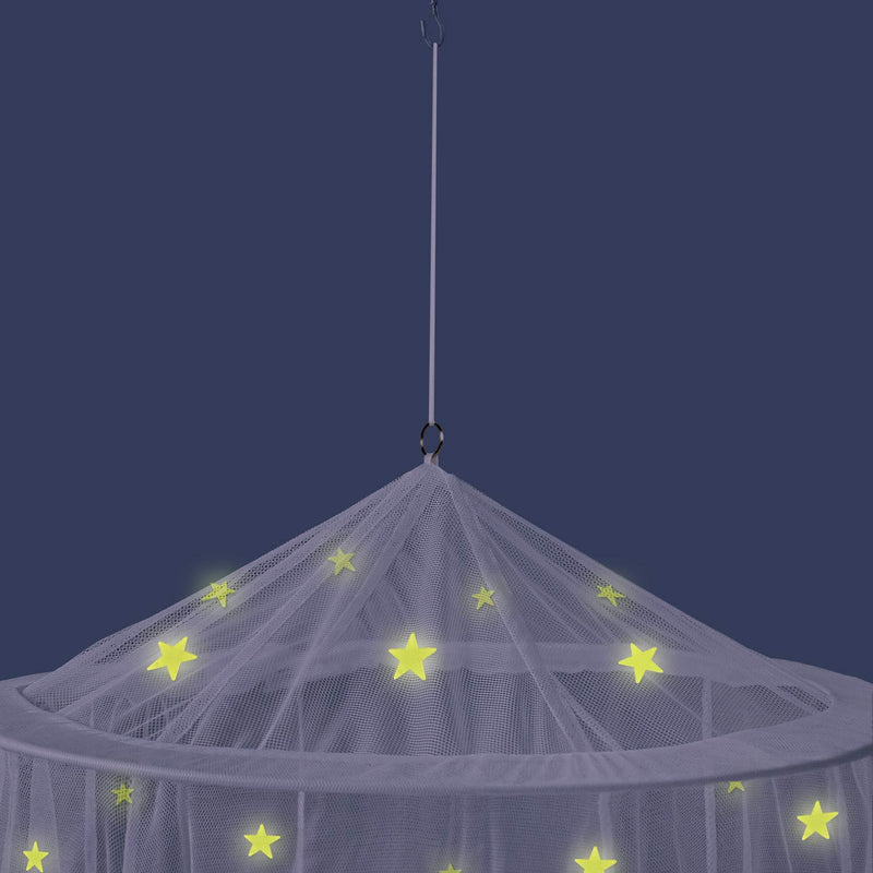 Canopy for Girls Bed with Pre-Glued Glow in the Dark Stars - Princess Mosquito Net Room Decor - Kids & Baby Bedroom Tent with Galaxy Lights - 1 Opening Canopy Bed & Hanging Kit Included - NewNest Australia