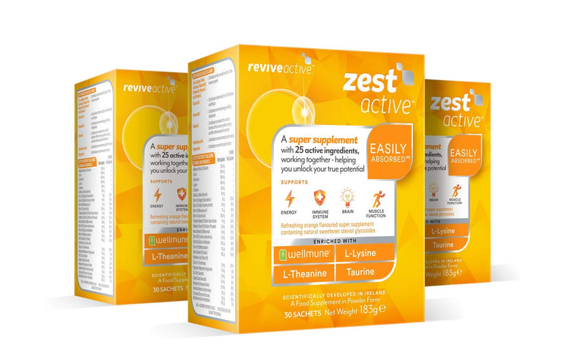 Zest Active Super Supplement by Revive Active | 25 Active Ingredients in One Daily Sachet | 30 Day Multivitamin Supply | Supports Energy, Immune System, Brain & Muscle Function - NewNest Australia