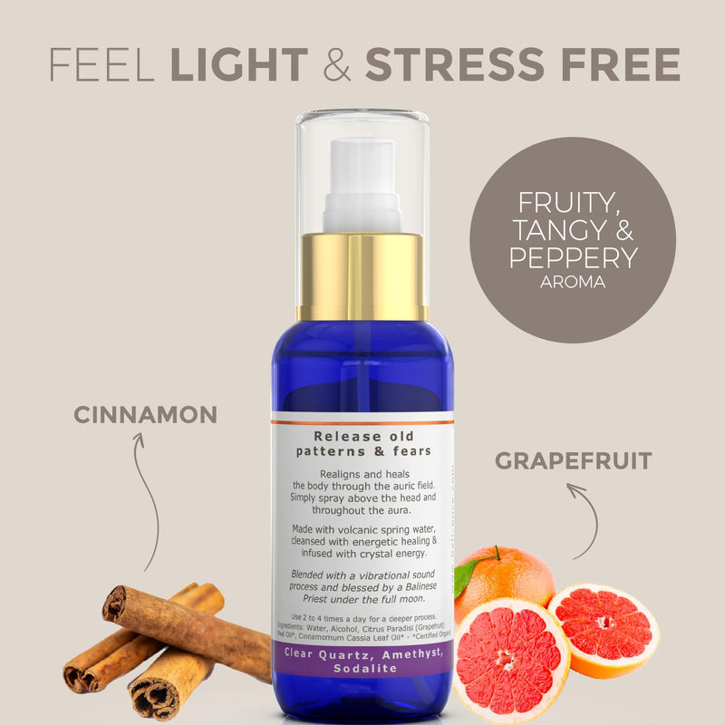 BALIPURA - Healing Crystals Auric blends of essential oils of cinnamon and grapefruit, amethyst, sodalite & clear quartz. "Let Go" Aura Mist Handmade in Bali, 100ml Let go - NewNest Australia