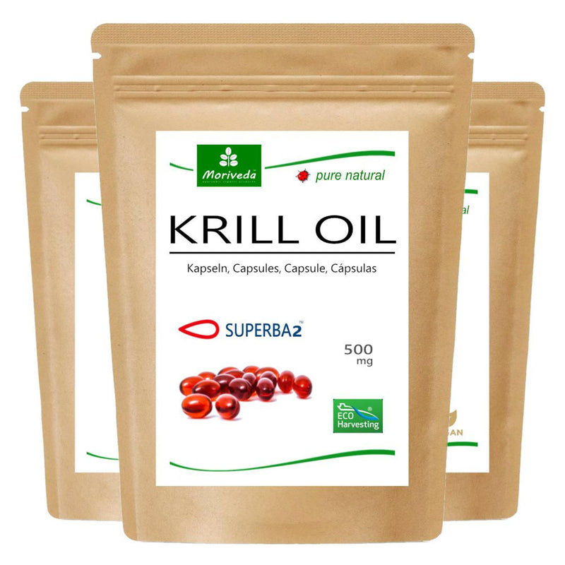 MoriVeda® Superba Premium Krill Oil - 1000mg with Astaxanthin I 180 capsules with revolutionary Omega 3 oil, antioxidants & vitamins I Certified by USDA, ISO & MSC I 3x 60 pieces 180 pieces (pack of 3) - NewNest Australia