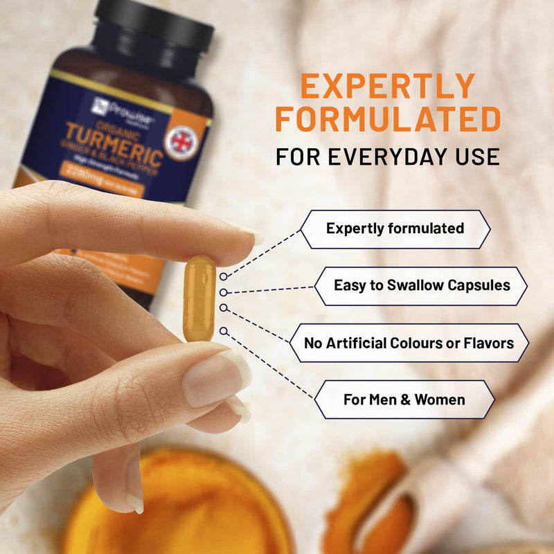 Organic Turmeric 2280 Mg (High Dose) With Black Pepper & Ginger - 180 Vegan Turmeric Capsules With The Active Ingredient Curcumin I Uk Made By Prowise Healthcare - NewNest Australia