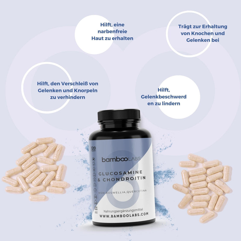 Bamboo Labs - Glucosamine Joint Capsules With Chondroitin, Msm, Boswellia, Harpagophytum And Vitamin C | Naturally Anti-Inflammatory For Joint Pain - 120 Osteoarthritis Capsules - NewNest Australia