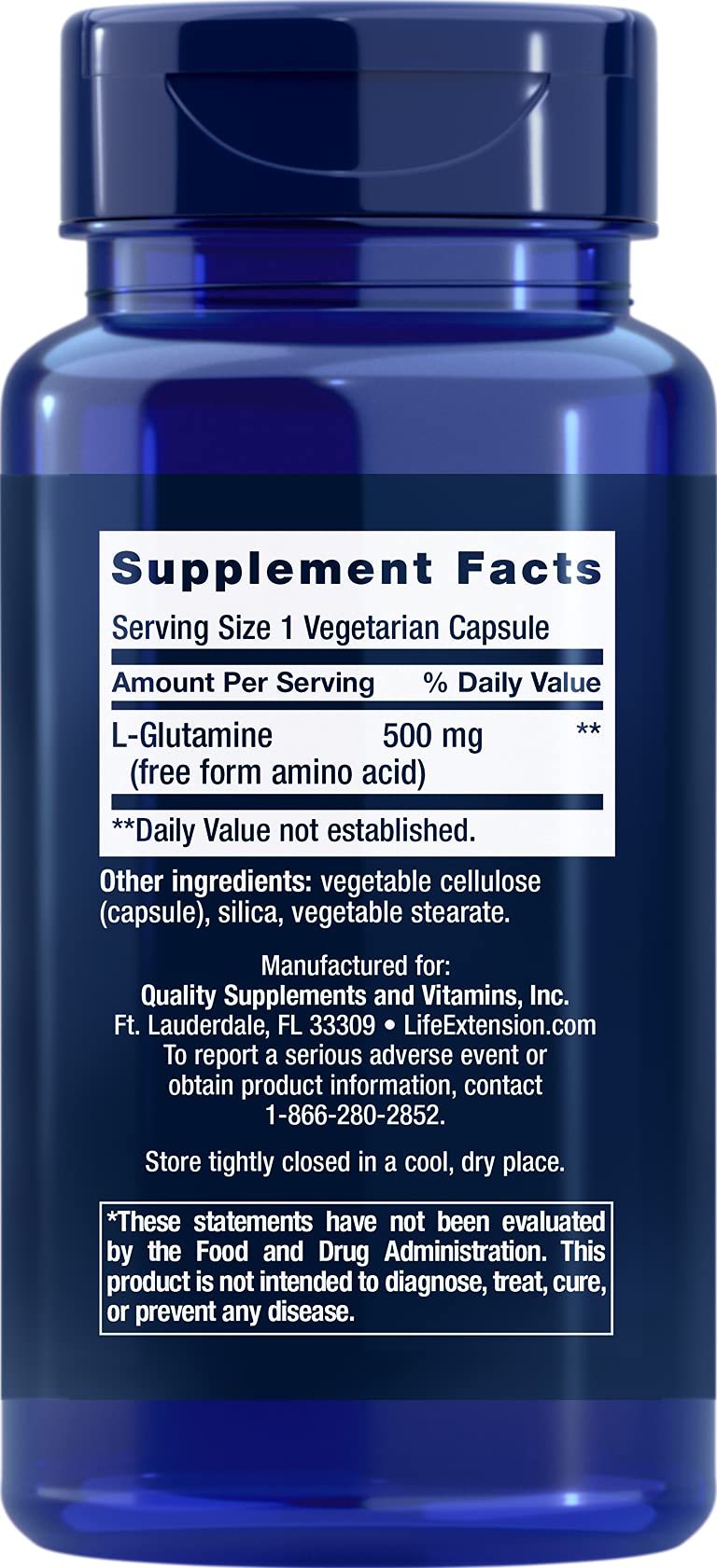 Life Extension L-Glutamine 500 mg Supports Muscle, Mood, Gut & Immune Health - Amino Acid Supplement – Gluten-Free, Vegetarian, Non-GMO – 100 Vegetarian Capsules - NewNest Australia
