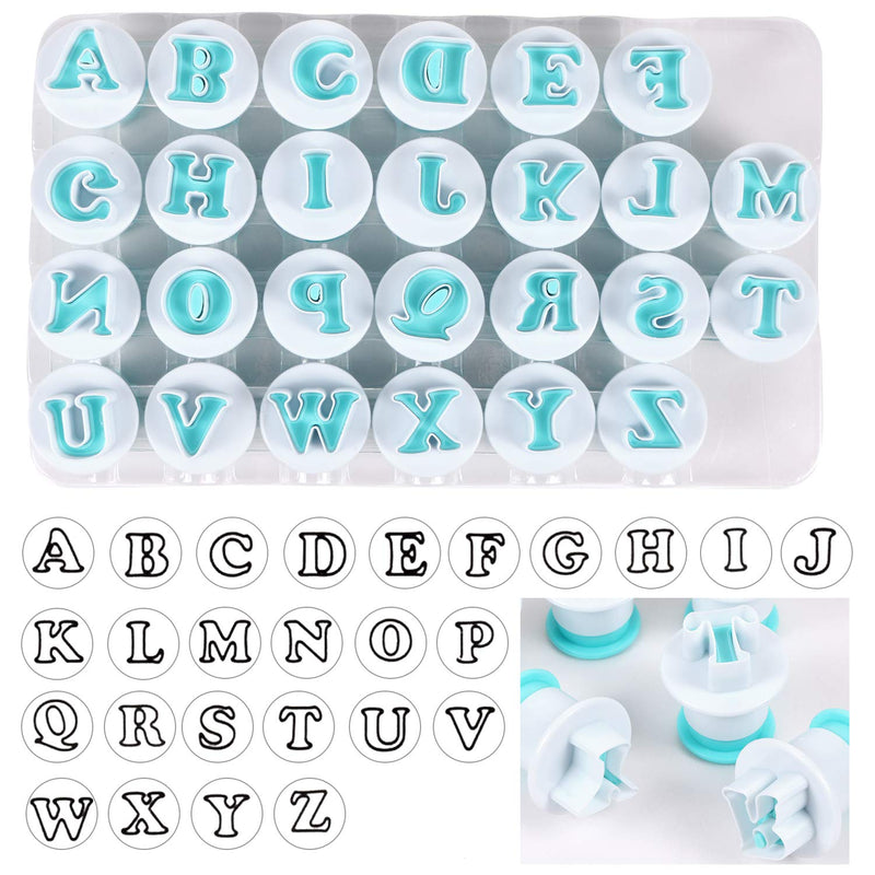 NewNest Australia - Alphabet Letter Numbers Cake Mould Set, BENBO 36Pcs Fondant Cake Sugar Craft Cookies Stamp Impress Embosser Plunger Cookie Cutter Mold Biscuit Decorating Tools 