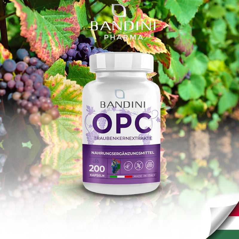 Bandini Opc Grape Seed Extract 1000Mg (Per Daily Dose) - 200 High-Dose Vegan Capsules - Pure European Grape Opc (95%) + Vitamin C - Laboratory Tested - Natural Antioxidant For The Circulation - NewNest Australia