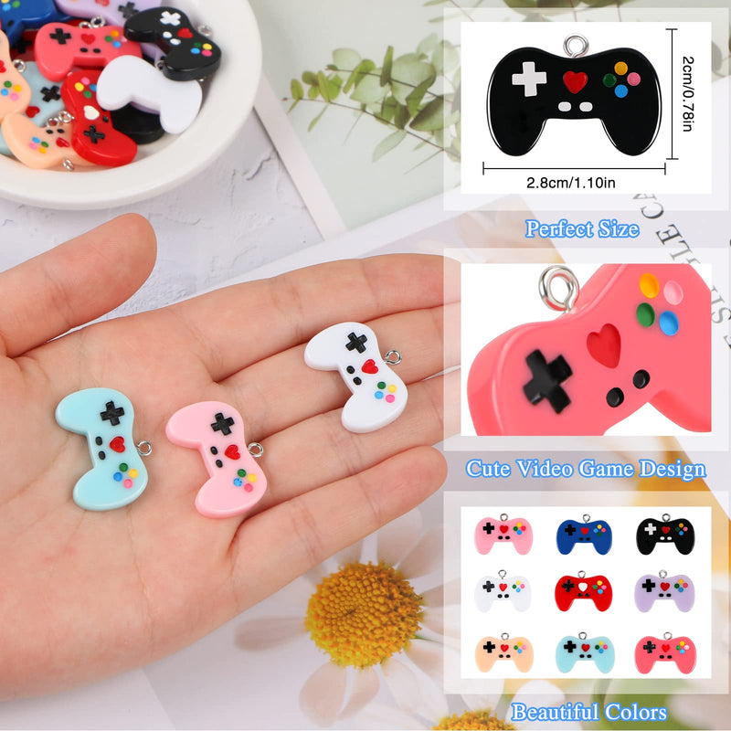 18 Pcs Video Game Controller Charms, MIKIMIQI 9 Colors Video Game Pendant Key Ring Colorful Resin Video Game Beads for Women Girls DIY Jewelry Making Video Game Party Favors Keychains - NewNest Australia