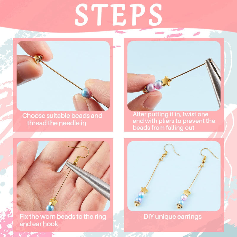 60 Pieces Jewelry Head Pins Flower Beads Ball Head Pins Needles Classical Flower Long Head Pins with Clear Box for Jewelry Making Earring Bracelet, 3 Colors (Chic Style) Chic Style - NewNest Australia