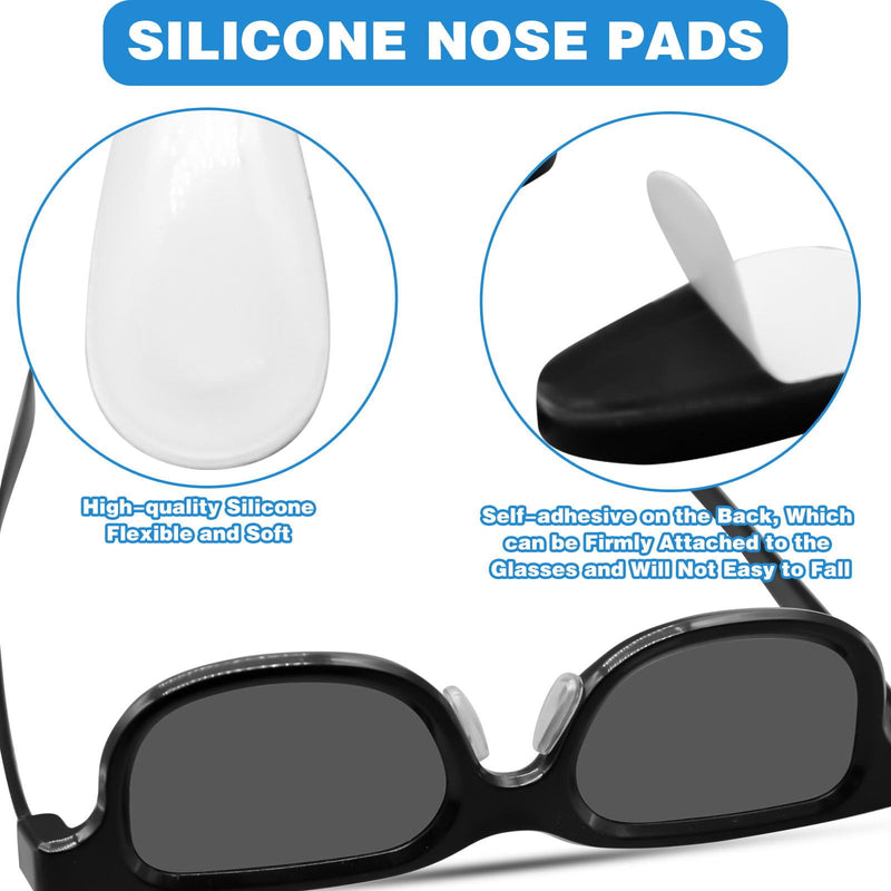 20 Pairs Anti-Slip Nose Pads For Glasses, Clear Silicone Nose Pads For Glasses, Self-Adhesive Nose Pads For Glasses, Soft Nose Pads For Glasses Sunglasses (Black, Clear) - NewNest Australia