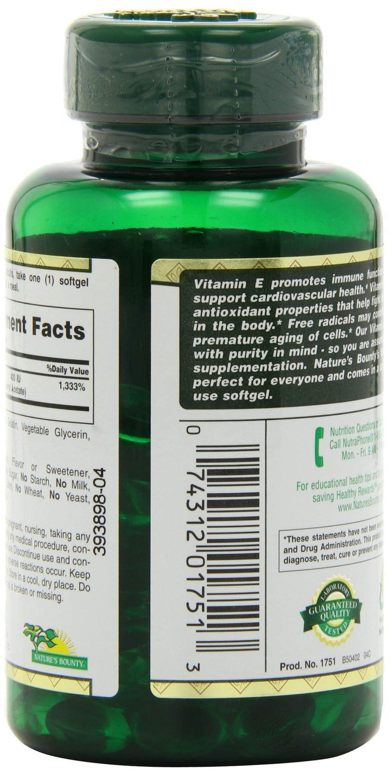 Nature's Bounty Vitamin E Pills and Supplement Softgels , Supports Antioxidant Health, 400iu, 120 Count - NewNest Australia