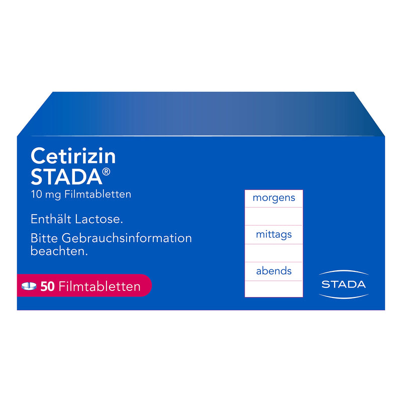 Cetirizin STADA 10 mg - symptomatic treatment of allergic diseases such as hay fever - works quickly - suitable for children aged 6 and over - without a prescription - 50 film-coated tablets - NewNest Australia