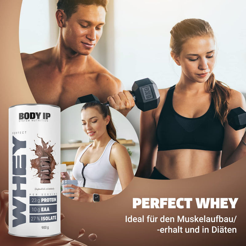 BODY IP Perfect Whey Protein | Incredibly chocolaty | Protein powder for muscle building and dieting | high BCAA content | 30 servings | Whey Isolate & Concentrate | high protein content | 900g 900g (pack of 1) - NewNest Australia