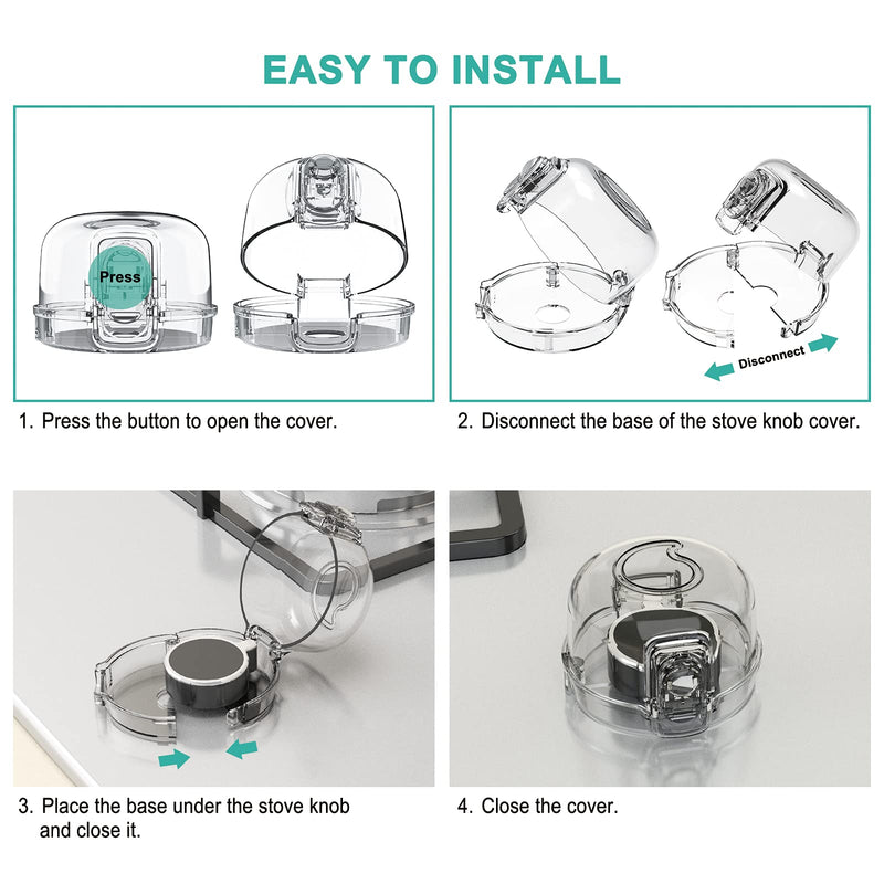 Stove Knob Covers for Child Safety (5 + 1 Pack) Double-Key Design and Upgraded Universal Size Gas Knob Covers Clear View Childproof Oven Knob Covers for Kids, Babies (Clear) - NewNest Australia