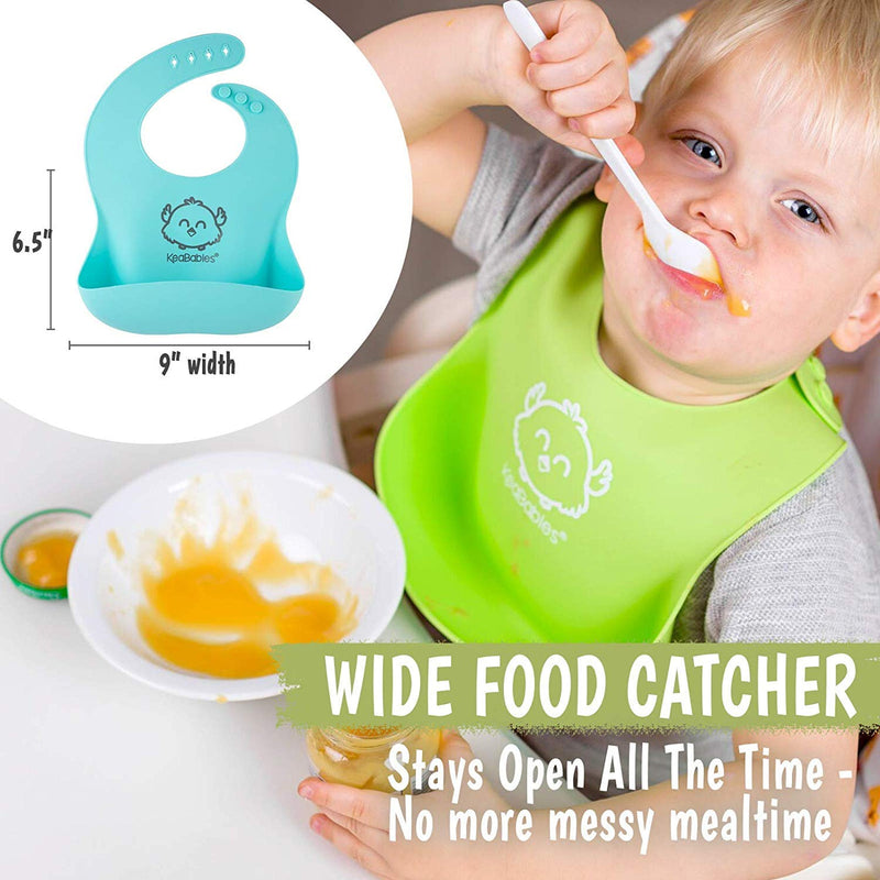 Baby Silicone Bibs - Waterproof, Easy Wipe Silicone Bib for Babies, Toddlers - Baby Feeding Bibs with Large Food Catcher Pocket - Travel Bibs for Baby Girl, Boy - Food Grade BPA Free (Cloud Nine) Cloud Nine - NewNest Australia