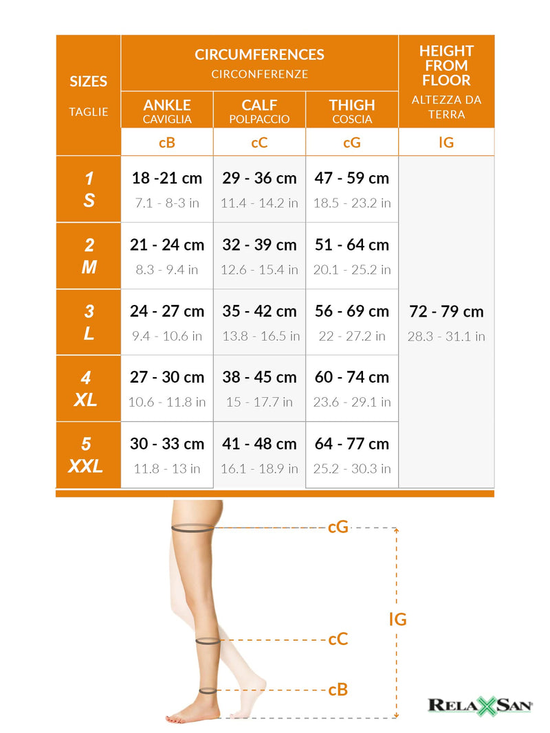 Relaxsan Antiembolism M2380LA Anti-embolism thigh high stocking with waist attachment and inspection hole - LEFT LEG - K1-18-23 mmHg XL White - NewNest Australia