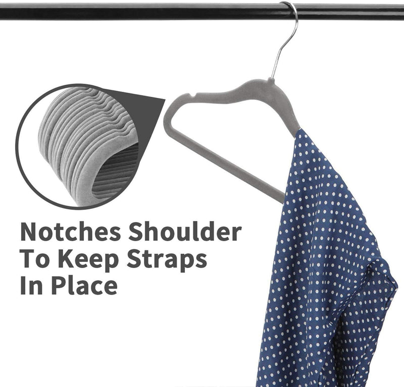 NewNest Australia - ManGotree Non-Slip Baby Velvet Clothes Hanger, Kids Coat Hanger with Swivel Hook and Notched Shoulder, Hanger for Children,Infant,Toddler Clothes 15 Pack (Grey) 