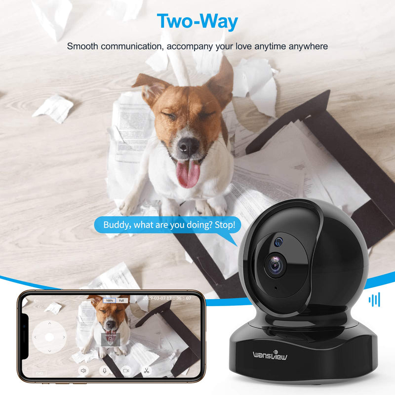 wansview Wireless Security Camera, IP Camera 1080P HD, WiFi Home Indoor Camera for Baby/Pet/Nanny, Motion Detection, 2 Way Audio Night Vision, Works with Alexa, with TF Card Slot and Cloud Black - NewNest Australia