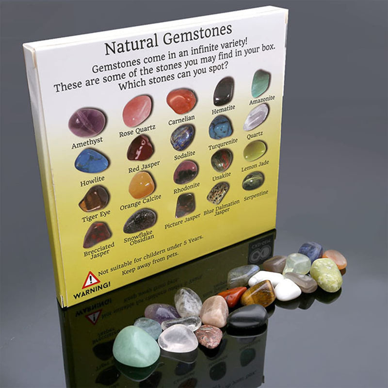 Crystal Sets for Beginners, Rock Mineral And Fossil Kit, Mineral Rock Variety Tumbled Rough Gemstone Meteorite Fragment Healing Energy Crystal Collection Box (20pcs Tumbled Mini Stones) - NewNest Australia