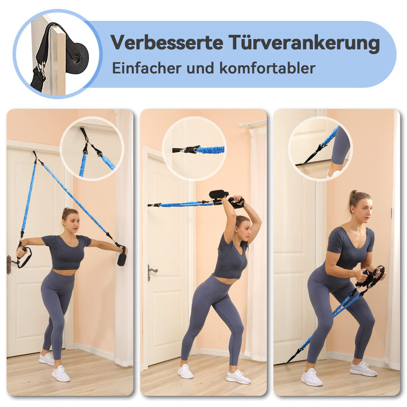 Hommie Pilates Bar Kit With Resistance Bands For Women And Men, Pack Of 3 Stick Squat Yoga Pilates Resistance Bands With Handles, Door Anchors & Foot Straps For Pilates Strength Training 9, 18, 27 Kg - NewNest Australia