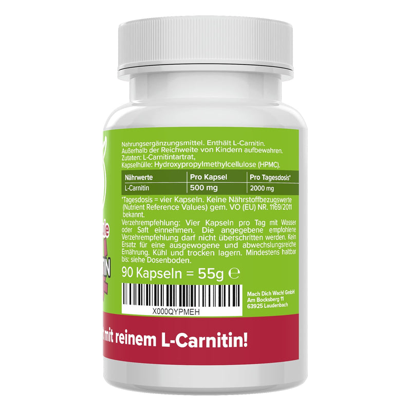 L-Carnitine Capsules - 500 Mg - Quality From Germany - High Dose - Vegan - Laboratory Tested - No Additives - L-Carnitine Tartrate - For Training & Fat Metabolism - Vitamineule - NewNest Australia