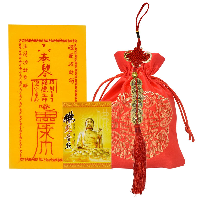 Feng Shui Five Emperor Money Coins for Fortune and Success with Chinese Knot Fortune Coins (6 Coins) 6 coins - NewNest Australia