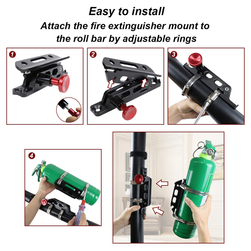 Sulokiy Quick Release Universal Adjustable Fire Extinguisher Mount bracket roll bar extinguisher mount Fit For Jeep Wrangler UTV Polaris RZR Ranger Can-Am Maverick ATV - NewNest Australia