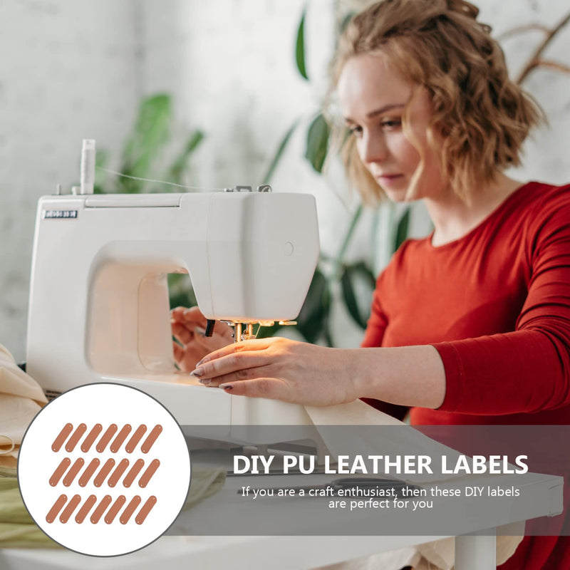 Didiseaon 100Pcs PU Leather Label Leather Blank Tag Label with Holes DIY Embossed Tag Clothing Embellishment Knit for Jeans Bags Shoes Hat Scrapbooking Crafts Accessories Brown - NewNest Australia