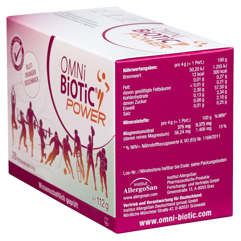 OMNi BiOTiC Power | 28 servings (112g) | 6 bacterial strains | 10 billion germs per daily dose | powder | Vegan | For daily use | With bacteria for the intestinal flora | Blood orange flavor - NewNest Australia