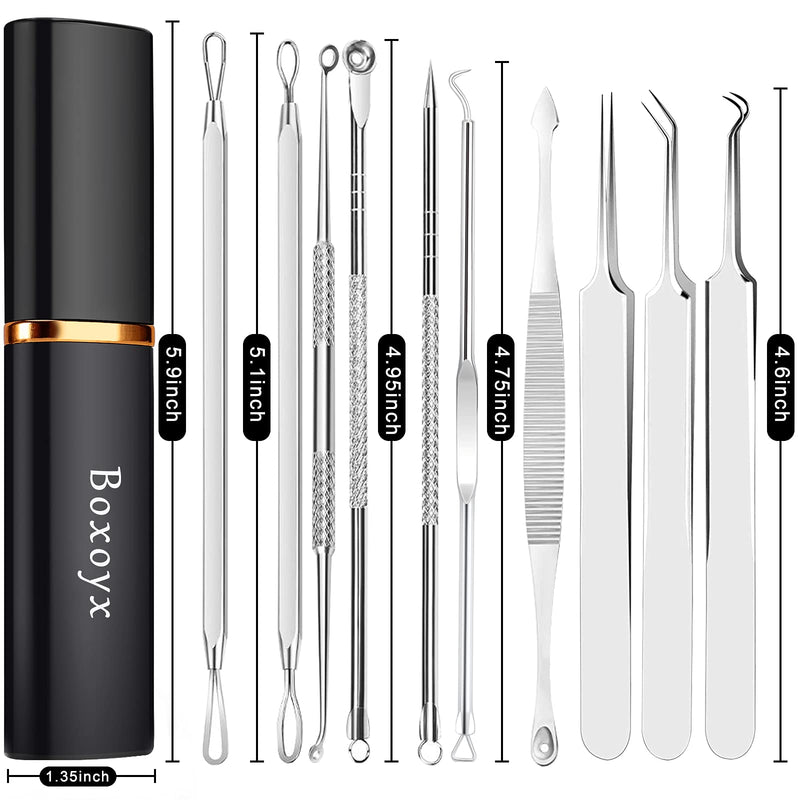 Blackhead Remover Pimple Popping Tool Kit, Boxoyx 10Pcs Professional Pimple Comedone Extractor Popper Tool Acne Removal Kit-Treatment for Pimple, Blackhead, Zit Removing, Forehead,Facial&Nose (Silver) - NewNest Australia