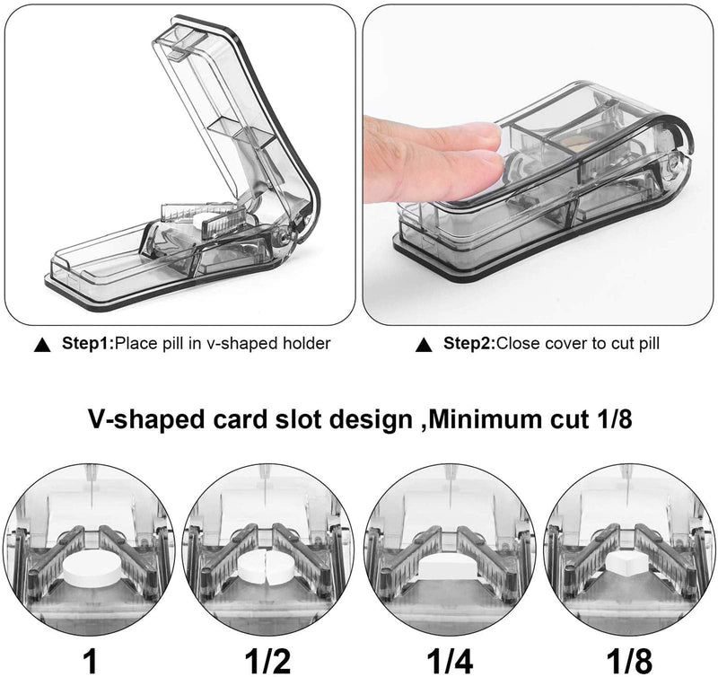 Pill Cutter for Small or Large Pills. The Best Multiple Pill Splitter Ever! Design in The USA. Doubles as a Pill Box. Safety Shield Multiple Pill Cutter. Keychain Pill Holder As a Bonus Gray - NewNest Australia