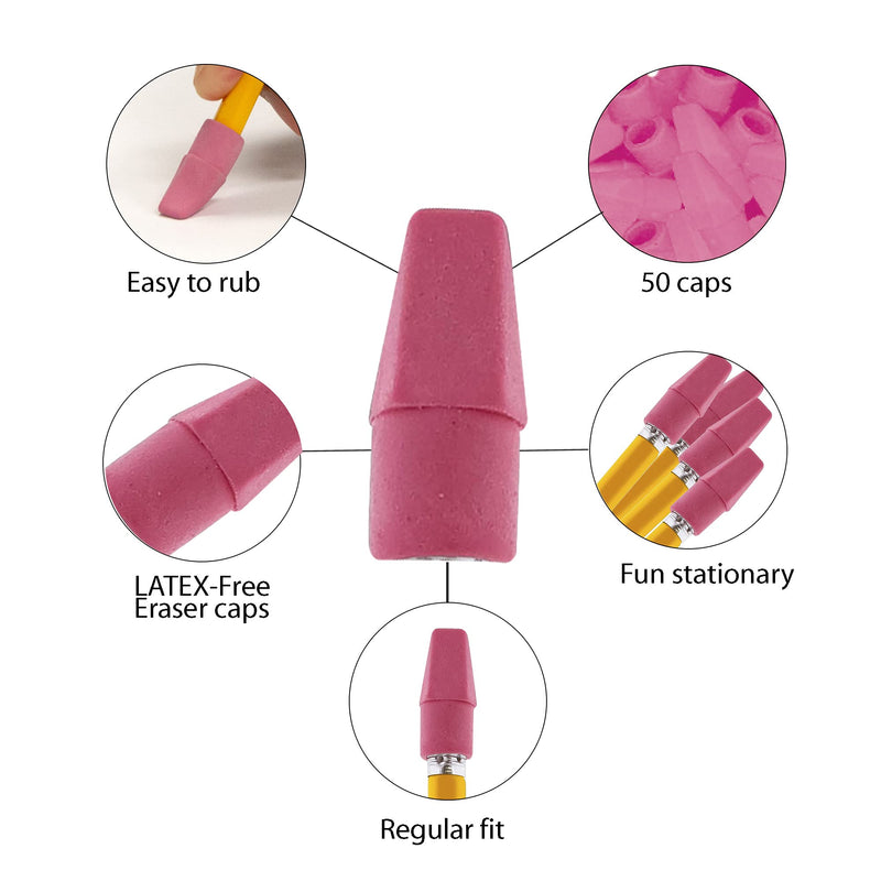 BAZIC Pink Eraser Top, Latex Free Pencil Tops Erasers, Arrowhead Caps Erasers for Kids Student, for Art Drawing School Supplies (50/Pack), 2-Packs 50-count 2-Pack - NewNest Australia