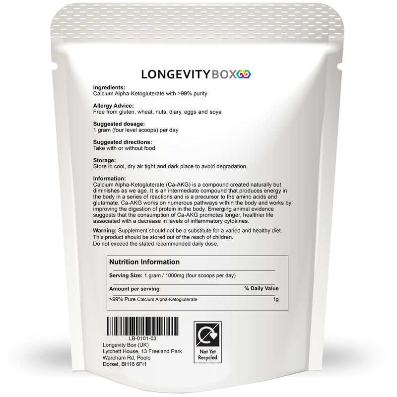 Ultra Pure Ca-AKG Supplement Powder - 30 Grams x 60 Days Supply - Certified 99% Pure Calcium Alpha-Ketoglutarate for Energy, Vitality, Mental Focus, Clarity & DNA Structure - Pre-Workout Supplement 30g - NewNest Australia