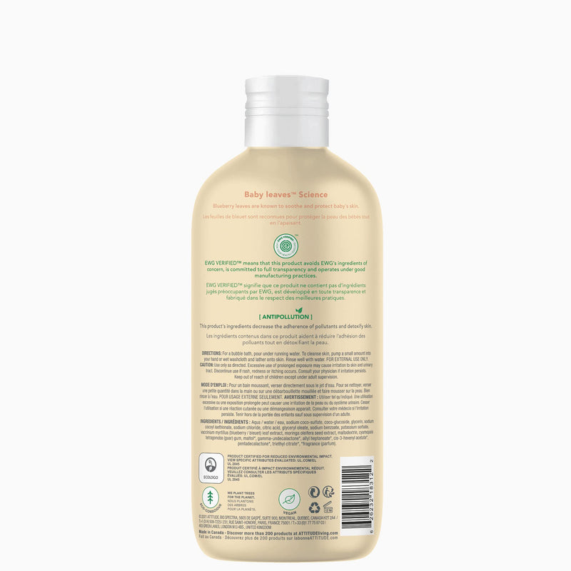 ATTITUDE 2-in-1 Bubble Wash, Hair Shampoo and Body Soap for Baby, Plant and Mineral-Based Formula, EWG Verified Vegan Beauty and Personal Care Products, Pear Nectar, 473 mL - NewNest Australia