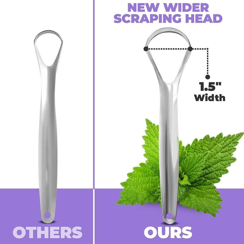 Tongue Cleaner Stainless Steel (Pack Of 2), 100% Best Antimicrobial Material - Stable Handles, Ayurvedic Tongue Cleaner | Tounge Scraper | Tongue Scraper Against Bad Breath (Single Layer) - NewNest Australia