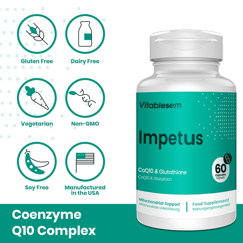 CoQ10 Complex 520MG -60 Vegan Capsules of High Absorption Co Enzyme Q10 -with Pure Reduced Glutathione -Fermented Ubiquinone -CoEnzyme Q10 Supplement 1 Pack - NewNest Australia