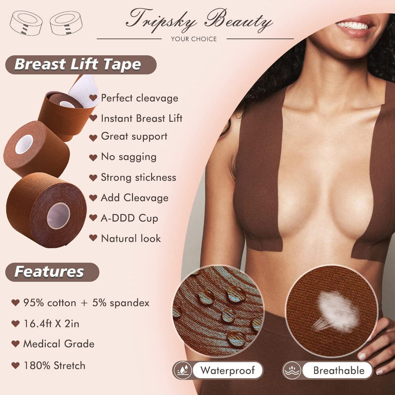 XL Breast Lift Tape, BoobTape for Large Breasts,Body Tape for Fashion,Athletic Tape, Boobytape &NippleCover for A-G(DD)Cup Brown - NewNest Australia