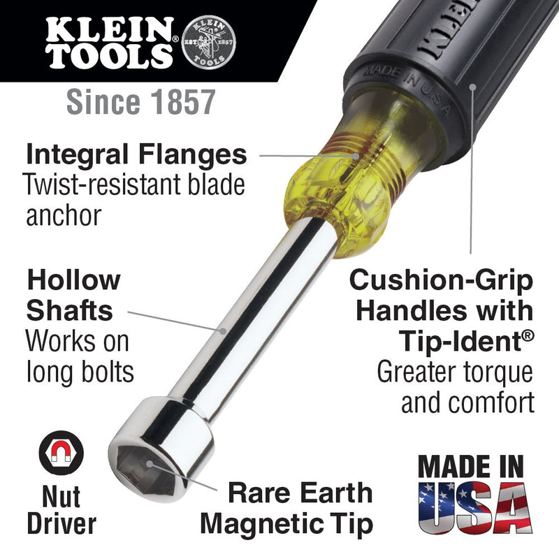 Klein Tools 646-5/16M 5/16-Inch Hex Magnetic Tip Nut Driver with 6-Inch Hollow Shank 5/16-Inch TipMagnetic 6-Inch Shaft - NewNest Australia